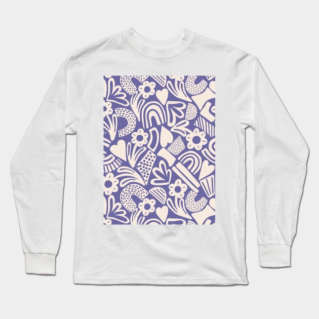 Tween spirit abstract flowers and rainbows in blue Long Sleeve T-Shirt by Natalisa